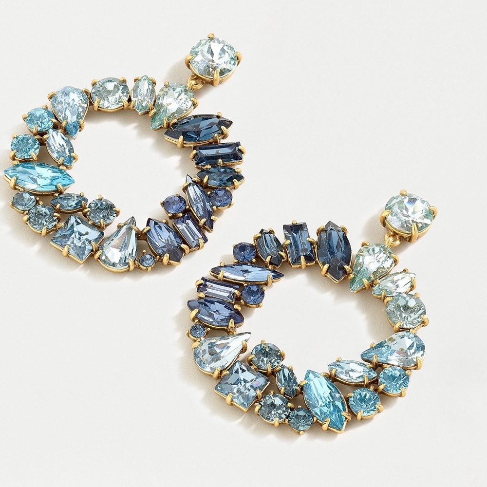 J Crew Mixed Crystal Circle Statement Earrings - … - image 1